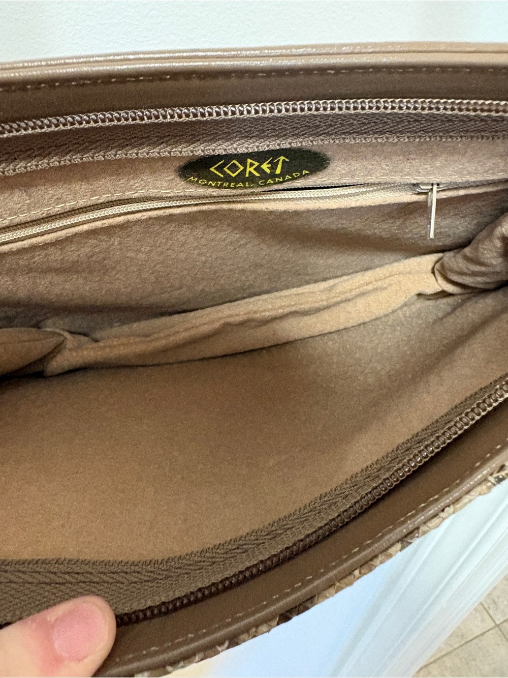 Vintage Coret Snake Purse Cross Body Montreal Canada Brown Tan - Picture 6 of 9